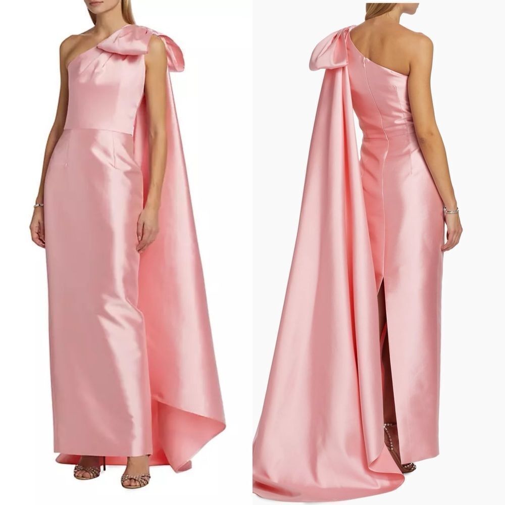 Alexia María Alexandra Silk-Wool Column Gown With Removable Cape Size 10